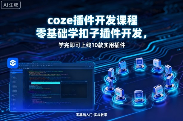 coze插件开发课程，零基础学扣子插件开发，学完即可上线10款实用插件